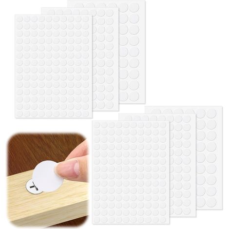580PCS Cache Vis Blanc, Cache Trous de Vis Adhesif 12mm/15mm/21mm, Cache Trou Meuble Autocollants pour Armoire Bibliothèque Placard Tiroir Cadre de Porte et Fenêtre Réparations de Meubles (1/5)