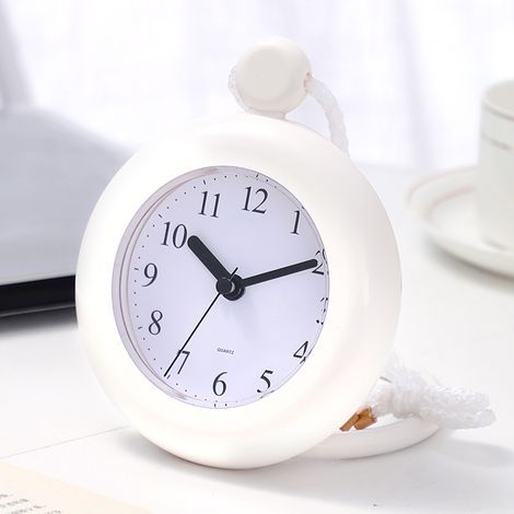 Wanduhr fürs Badezimmer, weiße Duschwanduhr, wasserdicht, geeignet für Badezimmer, klares und gut lesbares Zifferblatt, geeignet für Badezimmer und Schwimmbäder, mit Kabel.