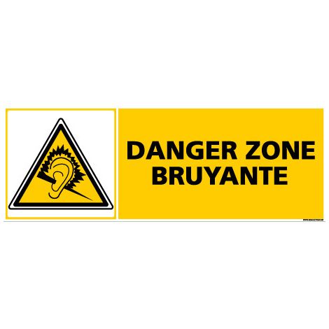 Panneau DANGER ZONE BRUYANTE (C0388) - Plastique PVC 1,5 mm - 210 x 75 mm