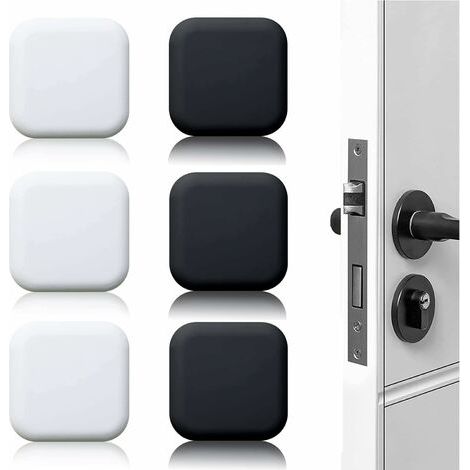 LaBlanc – 6 Stück schwarz/weiß selbstklebender Wand-Türstopper, 45 mm x 45 mm, Türblock, selbstklebender Wand-Türstopper, selbstklebender Wand-Türstopper