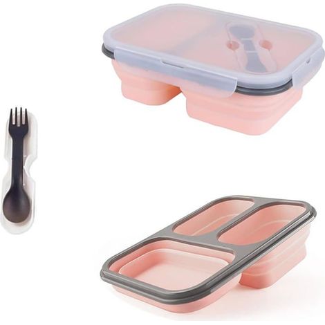 Boîte à déjeuner pliable en silicone anti-fuite avec compartiments,idéale pour les adultes et les enfants,boîte pliable pour les