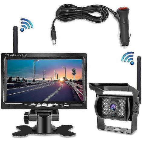 Caméra de recul sans fil avec écran de 7 pouces, système de vision nocturne pour voiture, camping-car, camion, bus (1/5)