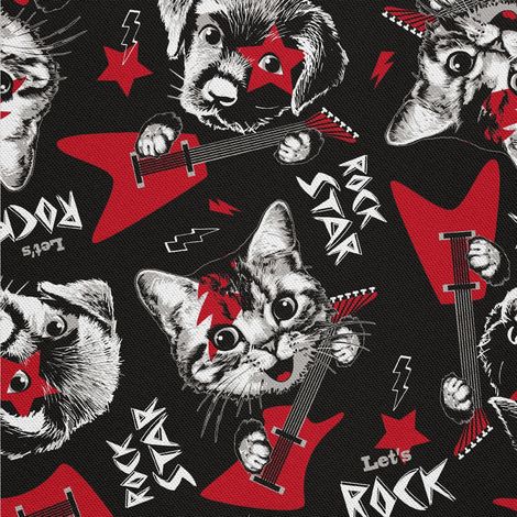 Outdoor dekostoffe oxford - Motiv Katze und Hund Rock Star I DX716 (1/5)