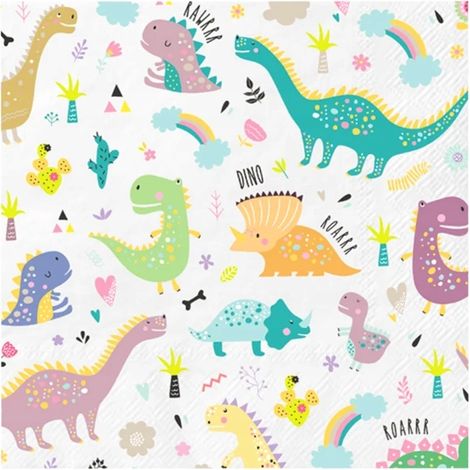 Servilletas dinosaurio 33x33cm, 10 uds. (1/2)