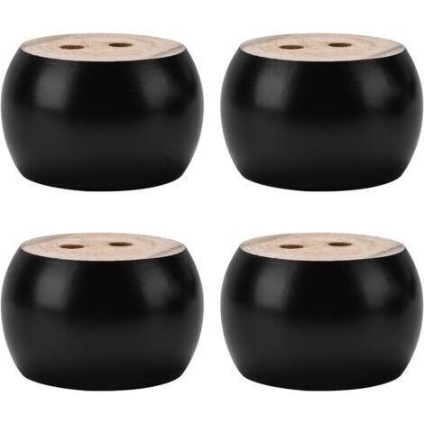 Jeu de 4 pieds de meubles en bois massif tourné noir de 5 cm, vis non comprises, pour canapés, armoires et fauteuils de relaxation. (1/4)