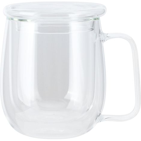 Tasse à thé double paroi de 300 ml, mug à café transparent avec anse et couvercle pour boissons à base de bière (1/3)