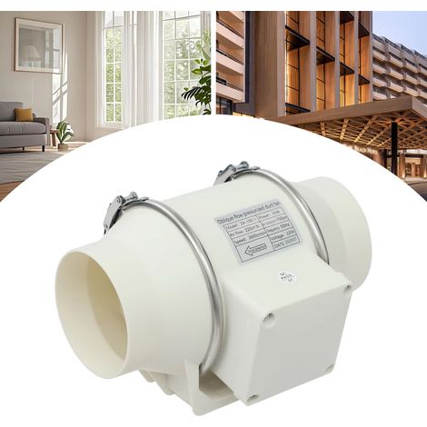 Ventilateur d’extraction en ligne 100 mm 4", ventilateur de conduit 220V débit d’air 220 m³/h, extracteur d’air pour maison, bureau, jardin et système de ventilation – Prise UE
