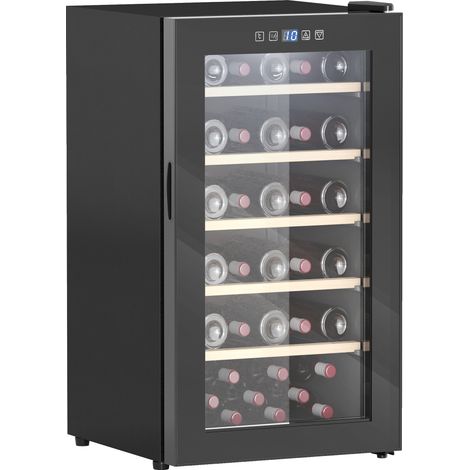 Cave à vin - HOMCOM - 41 bouteilles 91L - porte en verre, éclairage LED - acier et verre trempé - 45,1x53,8x79,8cm - noir