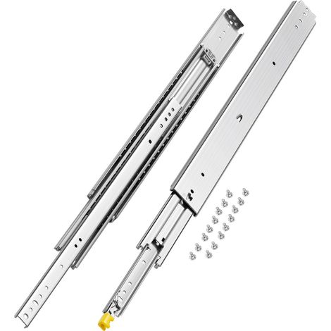 Glissière de tiroir à extension complète, 1 paire, coulisse de tiroir verrouillable, 762 mm, capacité de charge 226,8 kg, rail coulissant à montage latéral avec roulement à billes et verrou (1/5)