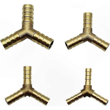 Raccord cannelé en laiton 4 pièces pour tuyaux pneumatiques, compatible air, eau, carburant et gazole - Diamètres 6, 8, 10 et 12 mm (1/5)
