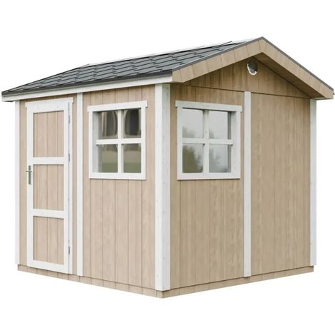 Casetta da giardino di qualità premium 5,9 m² - H252x250x294 cm - Costruzione in pannelli LP Smartside - Con pavimento e Tegole Bituminose - Timbela M913-TERRA BROWN