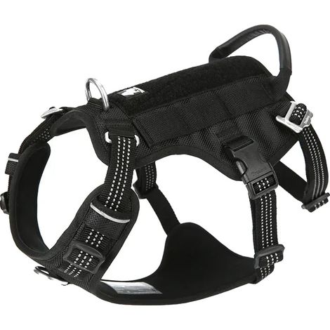 Haustiergeschirr, ausbruchsicher, reflektierend, Schwarz, M-Brust 56-69CM (1/2)