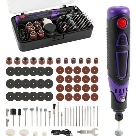 Mini kit de polissage rotatif sans fil avec 82 accessoires, mini meuleuse portable, chargement USB, outil de gravure à 3 vitesses pour ponçage, polissage, perçage, gravure, découpe, bricolage (1/5)