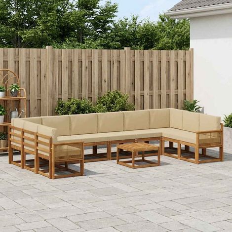 vidaXL Outdoor-Sofagarnitur 11 pcs Natur und Beige Massivholz Akazie (1/5)