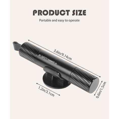 Marteau d'urgence pour voiture Safe Pro X, marteau de vitre automatique pour utilisation terrestre et sous-marine, noir-AquaForge (1/5)