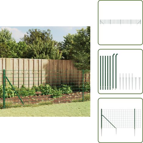 Zaunpfosten - vidaXL Maschendrahtzaun mit Bodenhülsen Grün 0,8x10 m - Zaunstreben (1/5)