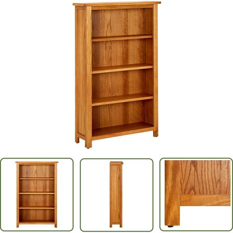 The Living Store Bücherregal 4 Fächer 70x22x110 cm Massivholz Eiche - Holzregal - Bucheichenholzhölzer - Bücherregal Massiv - Bücherregalbüro - Regal Wohnzimmer (1/5)