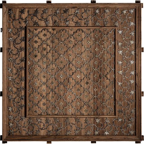 Déco murale ethnique en bois de mango - Bois brun ethnique ancien (1/4)