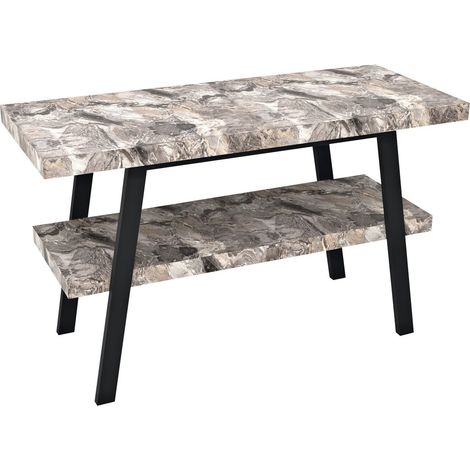 Table lavabo TWIGA 130x72x50 cm, noir mat/pierre grise (1/5)