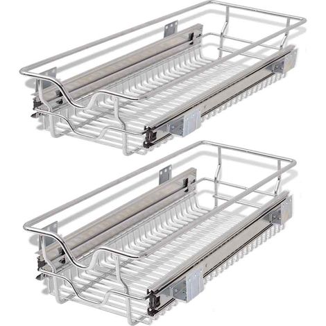 vidaXL Bandejas de alambre extraíbles 2 unidades plateado 300 mm (1/2)