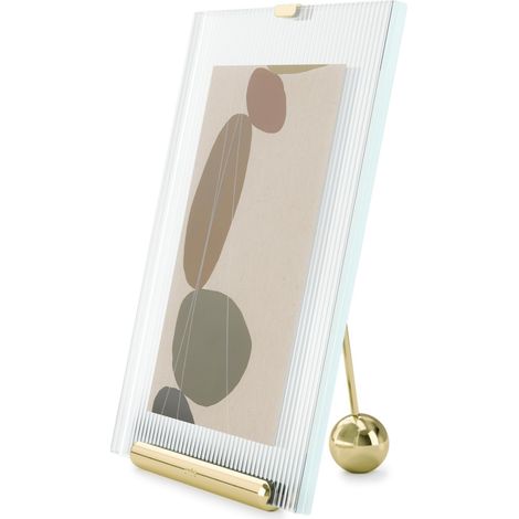 Cadre photo verre strié, pour 13x18 cm, sur pied, Laiton (1/5)