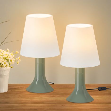 GBLY Lampada da comodino , lampada da tavolo per soggiorno con cavo - confezione da 2, piccola lampada verde E14, stile rustico moderno per tavolo da pranzo, camera da letto - senza lampadina