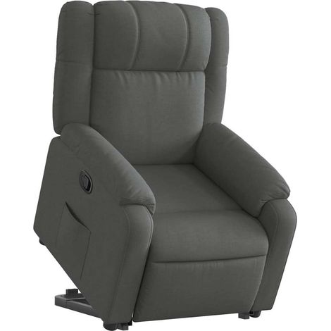 vidaXL Poltrona Alzapersona Reclinabile Grigio Scuro in Tessuto