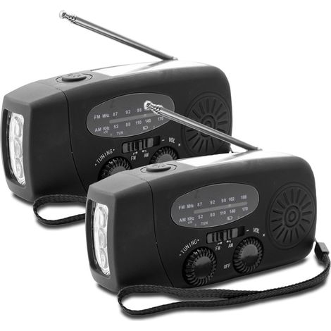 Radio à manivelle avec chargeur solaire, alimentation de secours et batterie. (1/5)