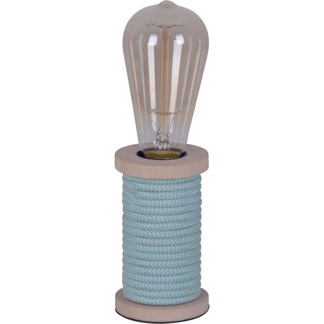 Tischlampe Tischleuchte Wohnzimmerlampe Retro Beistelllampe E27 türkis H 12 cm (1/4)