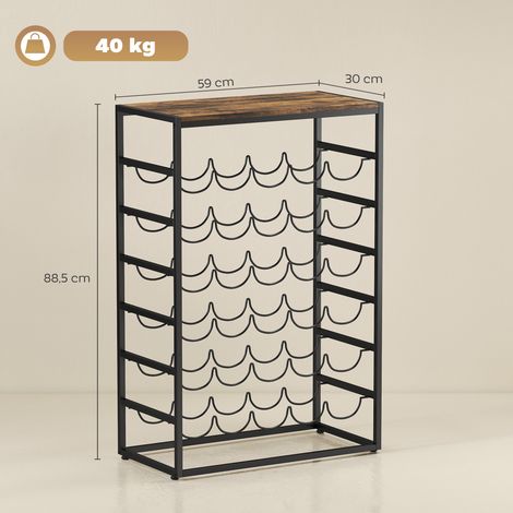 Weinregal für 30 Flaschen freistehendes Flaschenregal aus Metall für Keller Lagerraum 59 x 30 x 88,5 cm Rustikal-Braun (1/5)