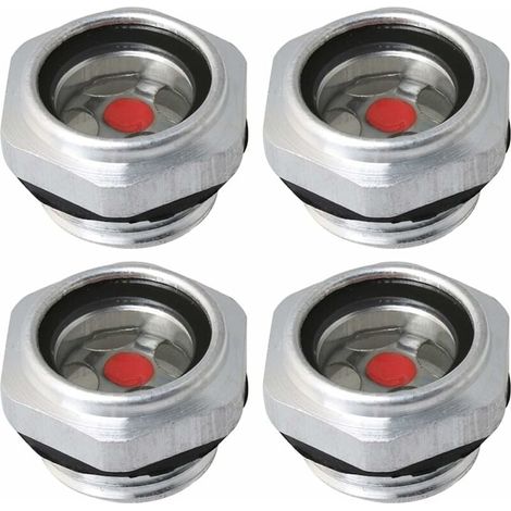 Ensemble de 4 jauges de niveau d'huile pour compresseur d'air, aluminium, G1/2, argent (1/5)