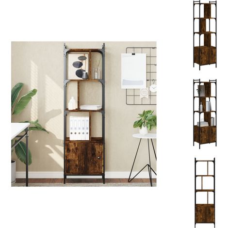 Bibliothèque avec porte chêne fumé 44,5x30x154,5 cm - Bibliothèque Murale - Bibliothèque Design - Bibliothèque Moderne - Étagère Ouverte - Rangement Intérieur (1/5)