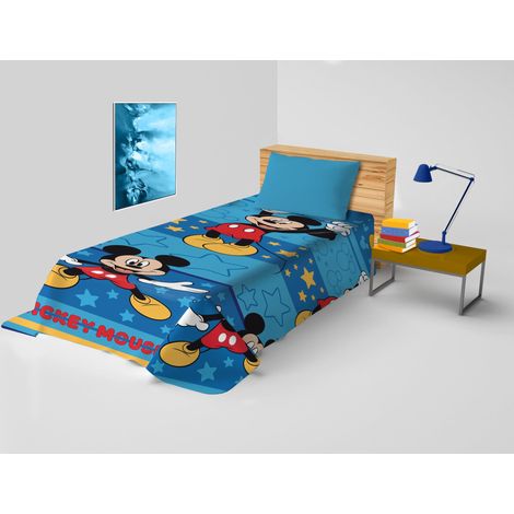 hermet Mickey Mouse, Copriletto Letto Singolo Disney, Copriletto Primaverile Non Imbottito, Copriletto Singolo Bambino, 170x270 cm, 100% cotone, Disney (1/2)