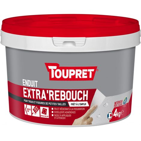 TOUPRET - Enduit rebouchage intérieur pâte 4kg blanc