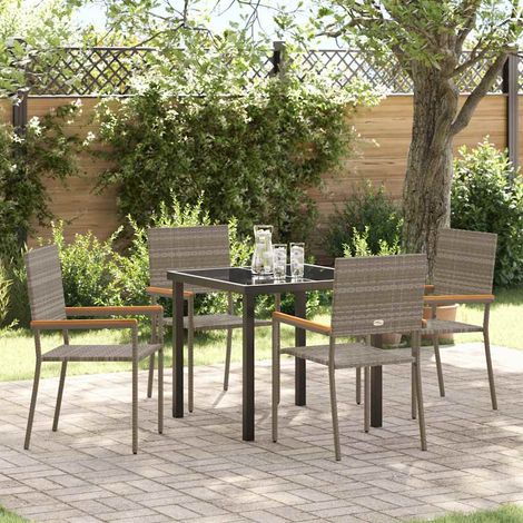 vidaXL Set da Pranzo per Giardino 5 pcs Grigio Poly Rattan (1/5)