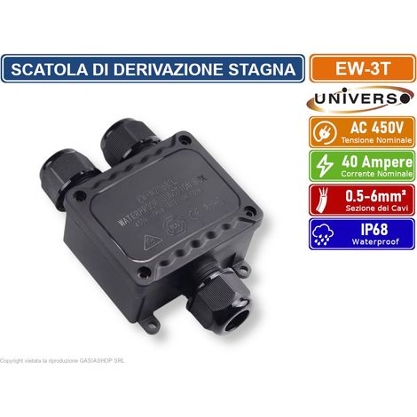 UNIVERSO EW-3T SCATOLA DI DERIVAZIONE STAGNA IMPERMEABILE IP68 CON 3 TERMINALI (1/4)