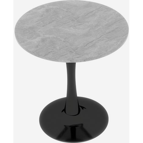 Mesa auxiliar redonda negra y gris de mármol artificial, estilo moderno, 70 cm (1/5)