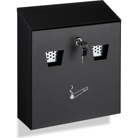 Cendrier mural extérieur grand 3 litres en fer robuste design contemporain noir (1/5)