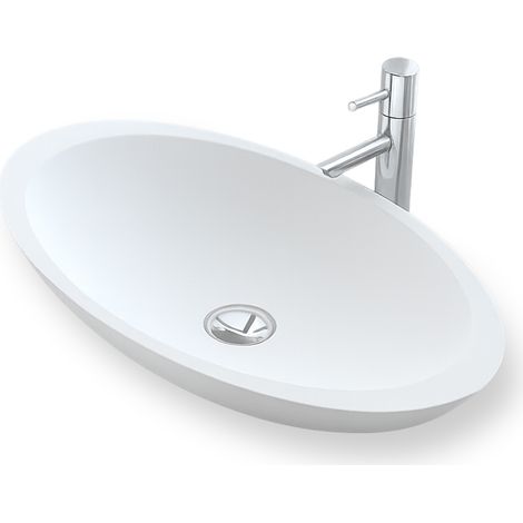 Ovales Waschbecken FIONA 60 cm in Solid Surface Weiß - Waschbecken Badezimmer