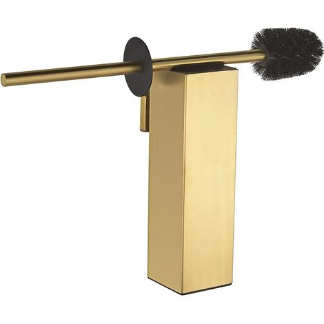 Brosse de toilette carrée murale dorée, brosse de toilette sur pied en acier inoxydable 304, brosse de toilette murale anti-odeurs à tube long (1/5)