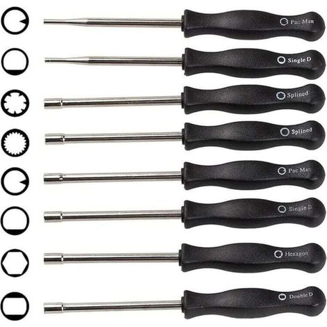 Lot de 8 tournevis de carburateur ensemble d'outils de réglage de carburateur pour trononneuse Weed Eater Troy Bilt etc brosse et nettoyeur de carburateur