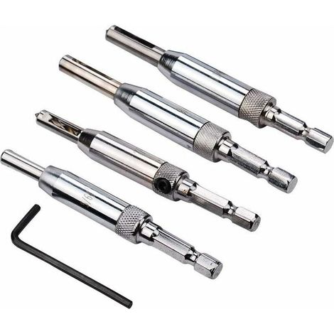 Set di 4 punte autocentranti Fei Yu per la lavorazione del legno, ideali per centrare cerniere, guide per ante e mobili, spesso utilizzate da falegnami, ebanisti, produttori di mobili e altri artigian (1/5)