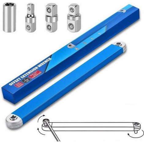 Clés à Douille à Rallonge Décalée, Cle Plate a Cliquet, Rallonge Cliquet, Avec Adaptateurs Carrés de 1/2", 1/4" et 3/8" (1/4)