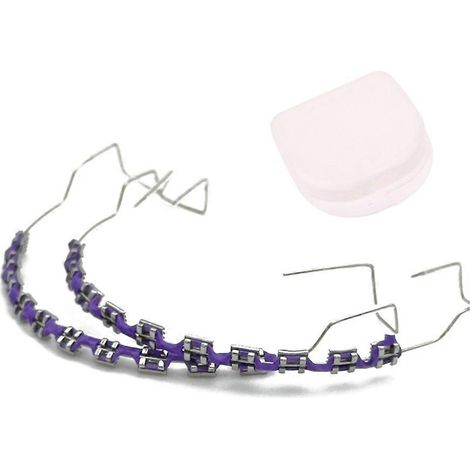 Compatible avec 1 paire de brackets de prothèse dentaire colorés, des brackets métalliques temporaires, des ligatures orthodontiques, violet. (1/5)