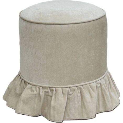 Pouf fiora rotondo, diametro 36 cm, color avorio - Atmosphera créateur d'intérieur (1/3)