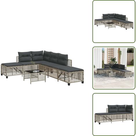 The Living Store 3-tlg. Garten-Ecksofa-Set mit Kissen Hellgrau Poly Rattan - Gartenmöbel - Esszimmergarnituren - Outdoor-Lounge - Lounge Set - Rattan Gartenmöbel (1/5)
