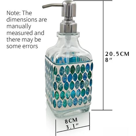 (A) Distributeur de savon en verre mosaïque nordique, pompe en acier inoxydable, flacon de lotion, décoration de salle de bain, contenant de rangement, options multicolores (1/5)