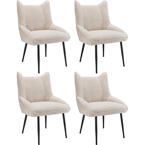 4 sillones modernos, tapizados en beige, con patas de metal. Soportan hasta 150 kg. Ideales para salón, dormitorio, estudio u oficina. (1/5)