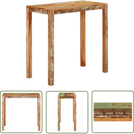 The Living Store Bartisch 112x55x108 cm Altholz Massiv - Holztisch - Bartisch - Beistelltisch - Wohnzimmermöbel - Landhaus Stil (1/5)