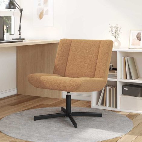 vidaXL Sedia girevole Beige 63 x 75 x 76 cm Pelle di Pecora (1/5)